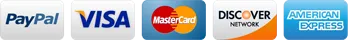 PayPal, Visa, Mastercard, Discover and American Express accepted